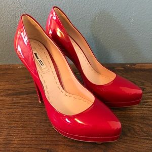 Miu Miu Red Platform Heels